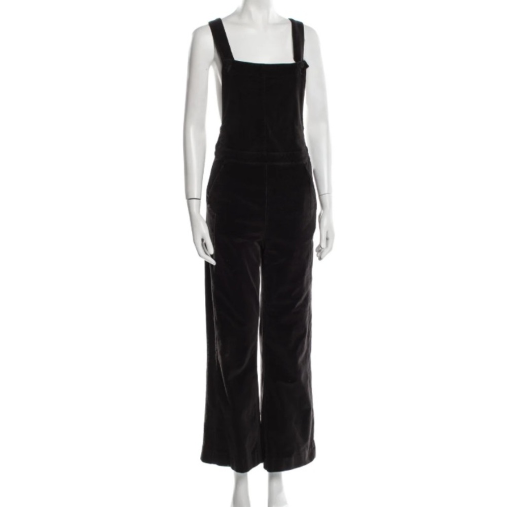 Frame Denim Corduroy Overalls Flare Jumpsuit Charcoal